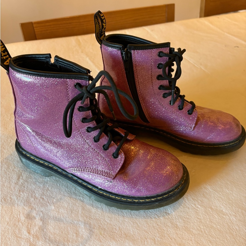 Girls Dr. Martens Purple Sparkle Boots - Picture 3 of 5